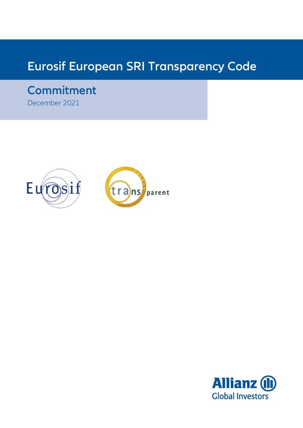 Eurosif European SRI Transparency Code - Page 1