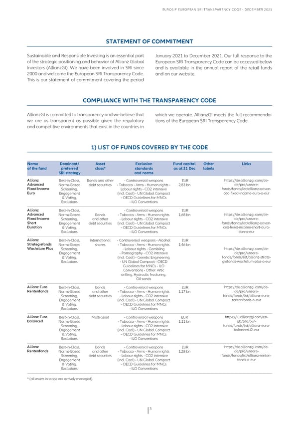 Eurosif European SRI Transparency Code - Page 3