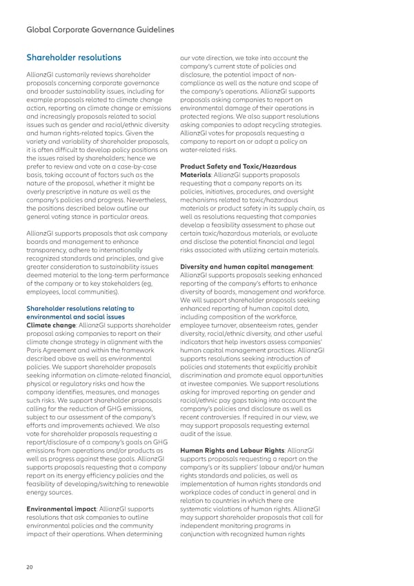 Global Corporate Governance Guidelines 2023 - Page 20