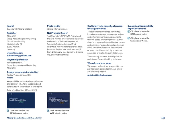 Sustainability Report 2022 | Allianz - Page 163