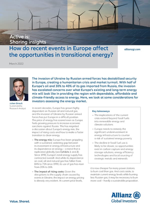 How do recent events in Europe affect the opportunities in transitional energy? - Page 1