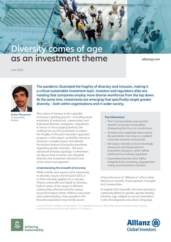 Diversity comes of age as an investment theme - Page 1