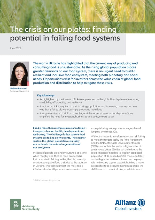 The crisis on our plates: finding potential in failing food systems - Page 1