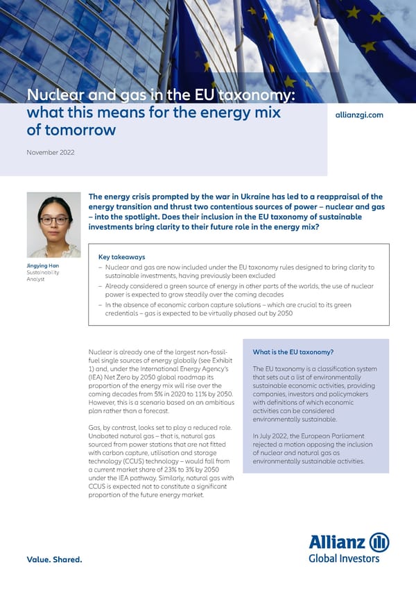 Nuclear and gas in the EU taxonomy: what this means for the energy mix  of tomorrow - Page 1