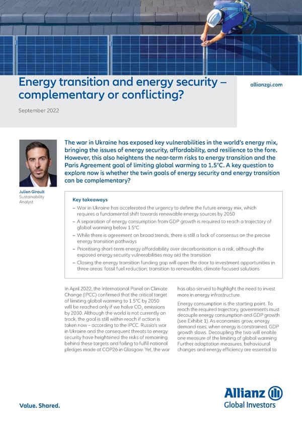 Energy transition and energy security – complementary or conflicting? - Page 1